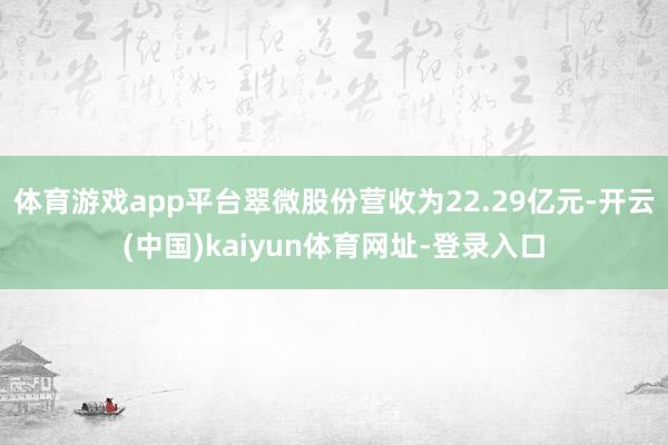 体育游戏app平台翠微股份营收为22.29亿元-开云(中国)kaiyun体育网址-登录入口