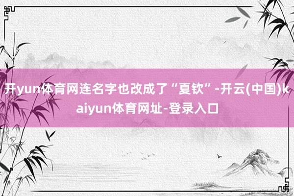 开yun体育网连名字也改成了“夏钦”-开云(中国)kaiyun体育网址-登录入口